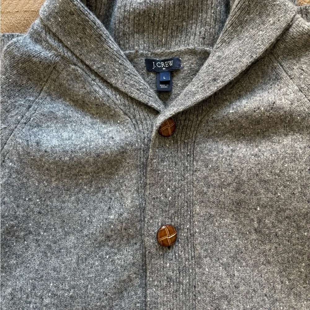 J. Crew Men's Gray Button-Front Wool Blend Cardigan